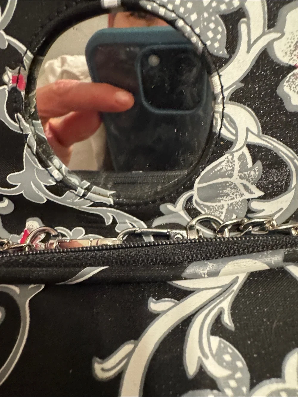 Givenchy Black Floral-Print Crossbody with Silver Chain
